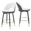Set of 2 Open Back PU Leather Swivel Bar Stools – Dark Grey and White