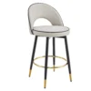 Set of 2 Open Back PU Leather Swivel Bar Stools – Grey