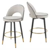 Set of 2 Open Back PU Leather Swivel Bar Stools – Grey
