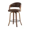 Set of 2 Wooden Frame Bar Stools with PU Leather Seat – Brown