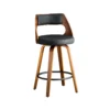 Set of 2 Retro Wooden Frame Bar Stools with PU Leather Seat – Black