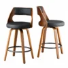 Set of 2 Retro Wooden Frame Bar Stools with PU Leather Seat – Black