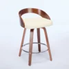 Set of 2 Mid-Century Swivel Counter Stools with Low Back and PU Leather Seat – Beige