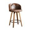 Set of 2 Flower Back Wooden Bar Stools with PU Leather Seat – Brown