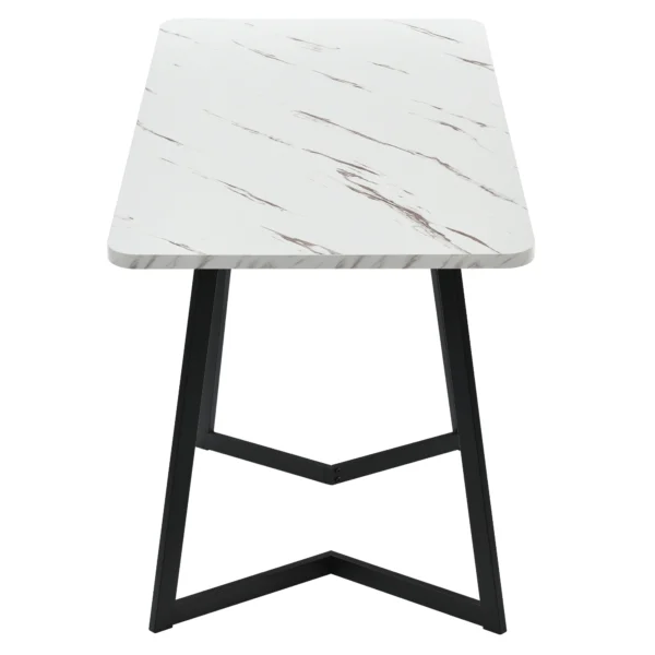 5-Piece Dining Table Set with 4 Grey Chairs – White and Black