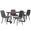 5-Piece Dining Table Set with 4 Grey Chairs – Walnut and Black