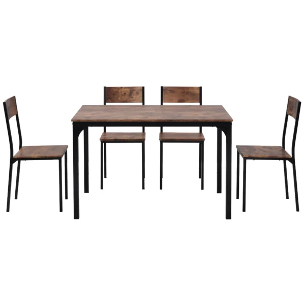 5-Piece Vintage Brown Dining Table Set with 4 Chairs