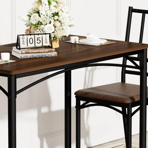 5-Piece Breakfast Dining Table Set with 4 Chairs – Walnut