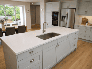 Kitchen island with integrated sink in a Dublin home