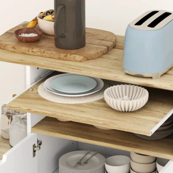 White Rolling Kitchen Cart with Cabinet and Adjustable Shelves