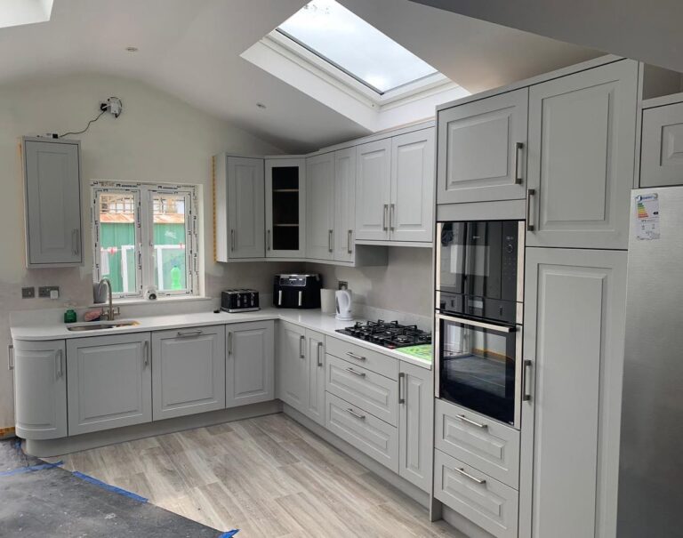 Light Grey L-Shaped Shaker Kitchen Renovation in Glasnevin, Dublin
