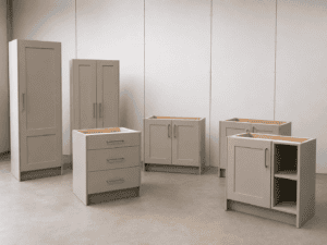 Pre-assembled kitchen units including tall, base and drawer units in Dublin