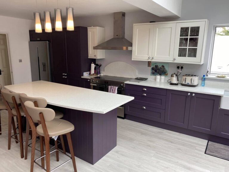 Two-Tone Shaker Kitchen with a Central Island in Malahide, Dublin