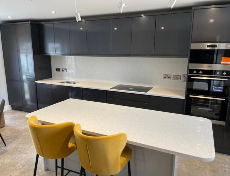Gloss Graphite Handleless Kitchen with an Island in Portmarnock, Dublin