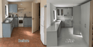 Before and after comparison of a Castleknock kitchen renovation