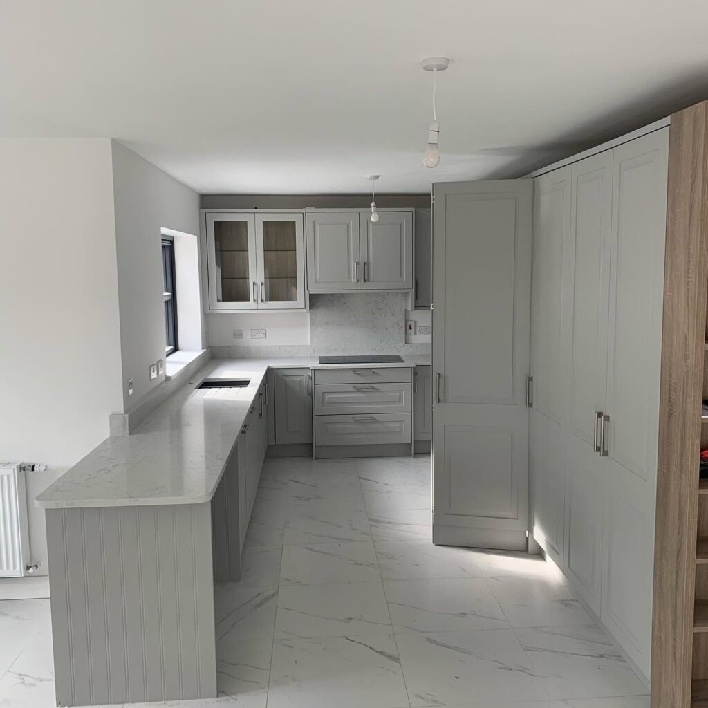 Light Grey Shaker Kitchen with a Hidden Door in Castleknock, Dublin