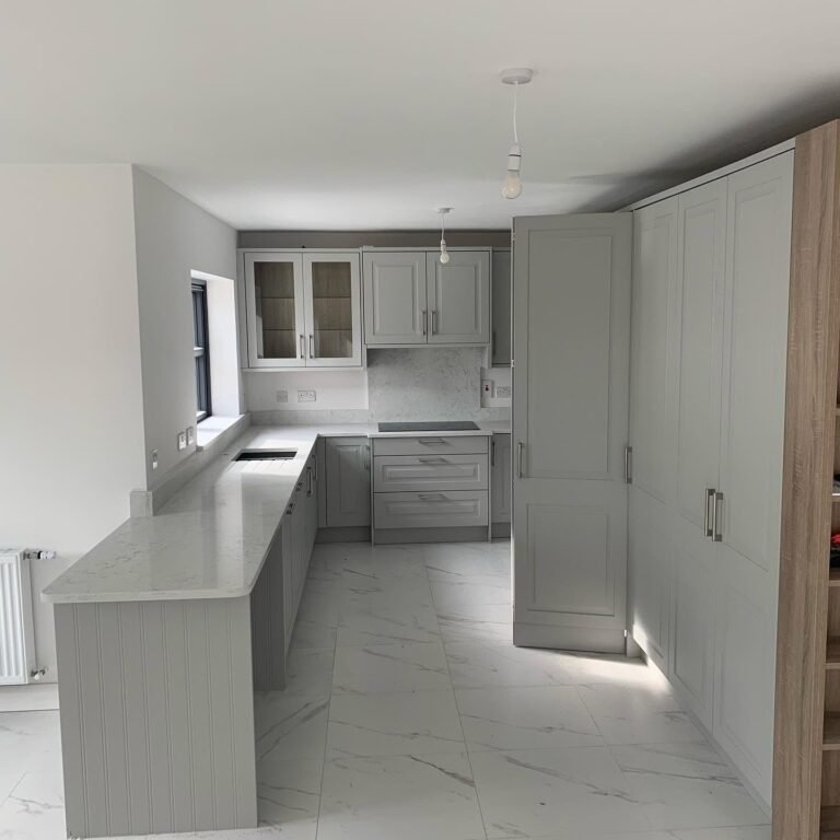 Light Grey Shaker Kitchen with a Hidden Door in Castleknock, Dublin
